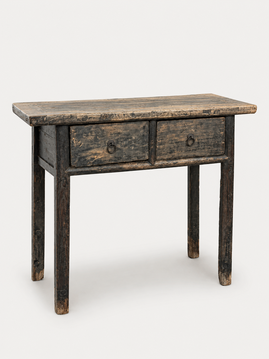 Vintage Elm 2 Drawer Console