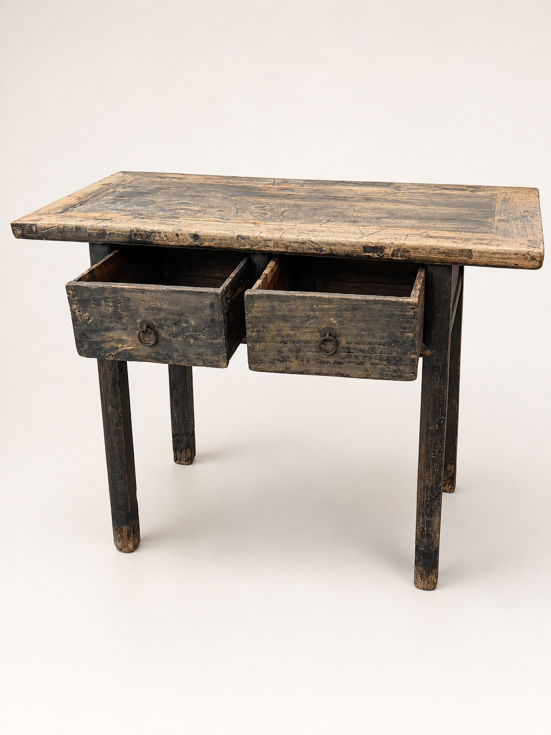 Vintage Elm 2 Drawer Console