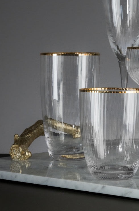 Italia Gold Rim High Ball Glass - Carton of 4