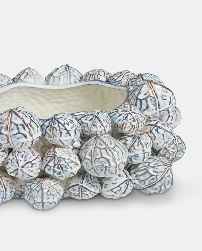 Aged White Ceramic Decorative Coral Bowl
