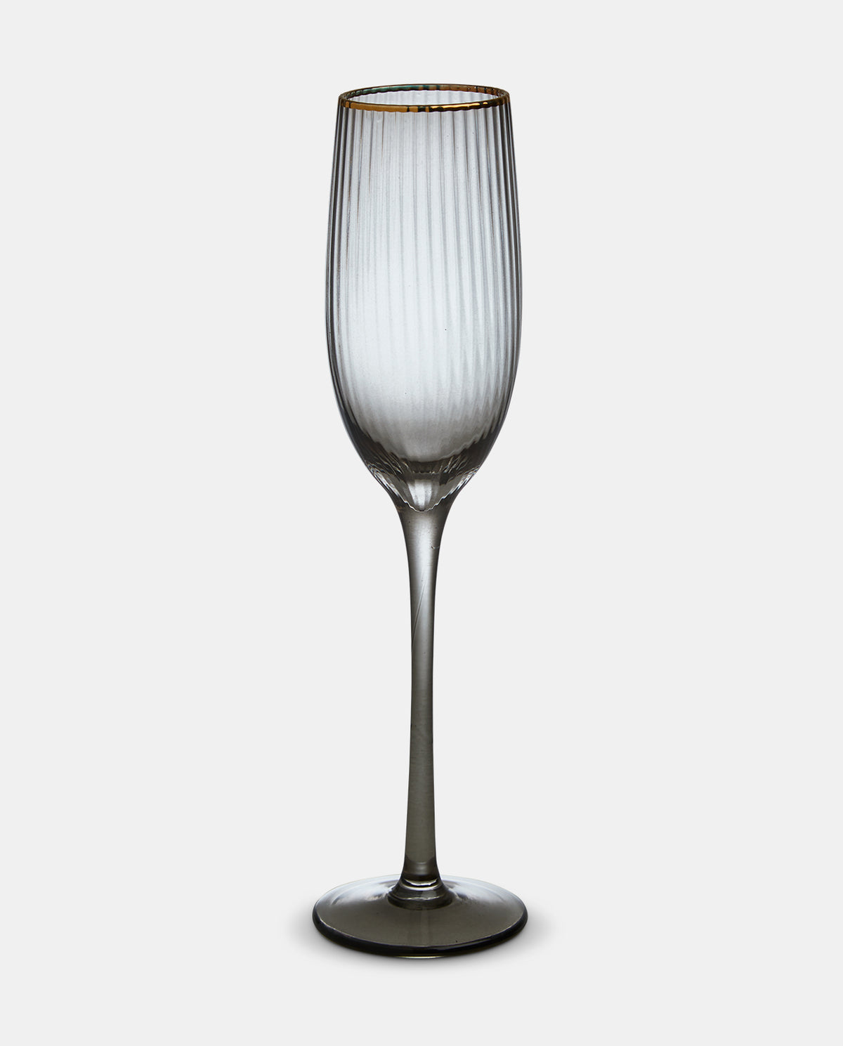 Italia Grey Glass Gold Rim Champagne Glass - Set of 4