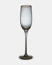 Italia Grey Glass Gold Rim Champagne Glass - Set of 4