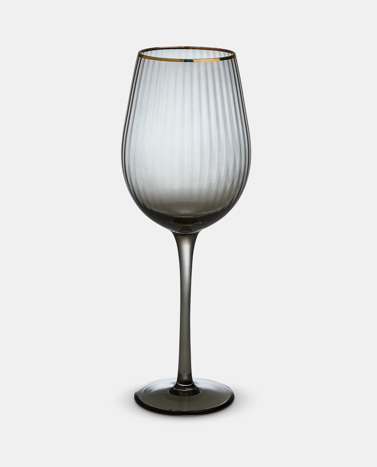 Italia Grey Glass Gold Rim Wine Glass - Set of 4