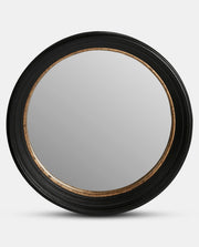 Black & Gold Round Flat Glass Mirror 84cm