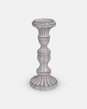 Aged White Ceramic Candle Holder