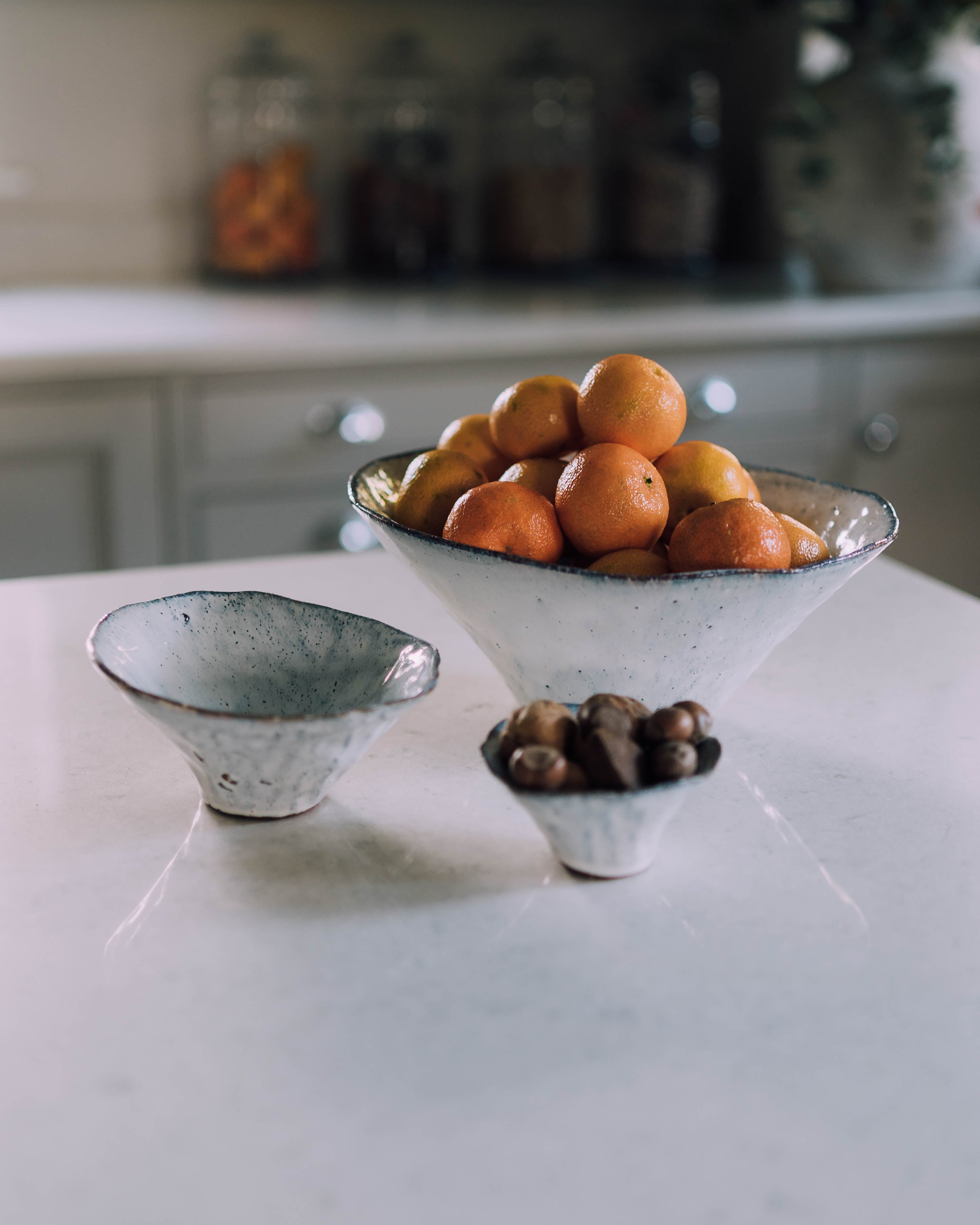 Aged White Ceramic Large Bowl