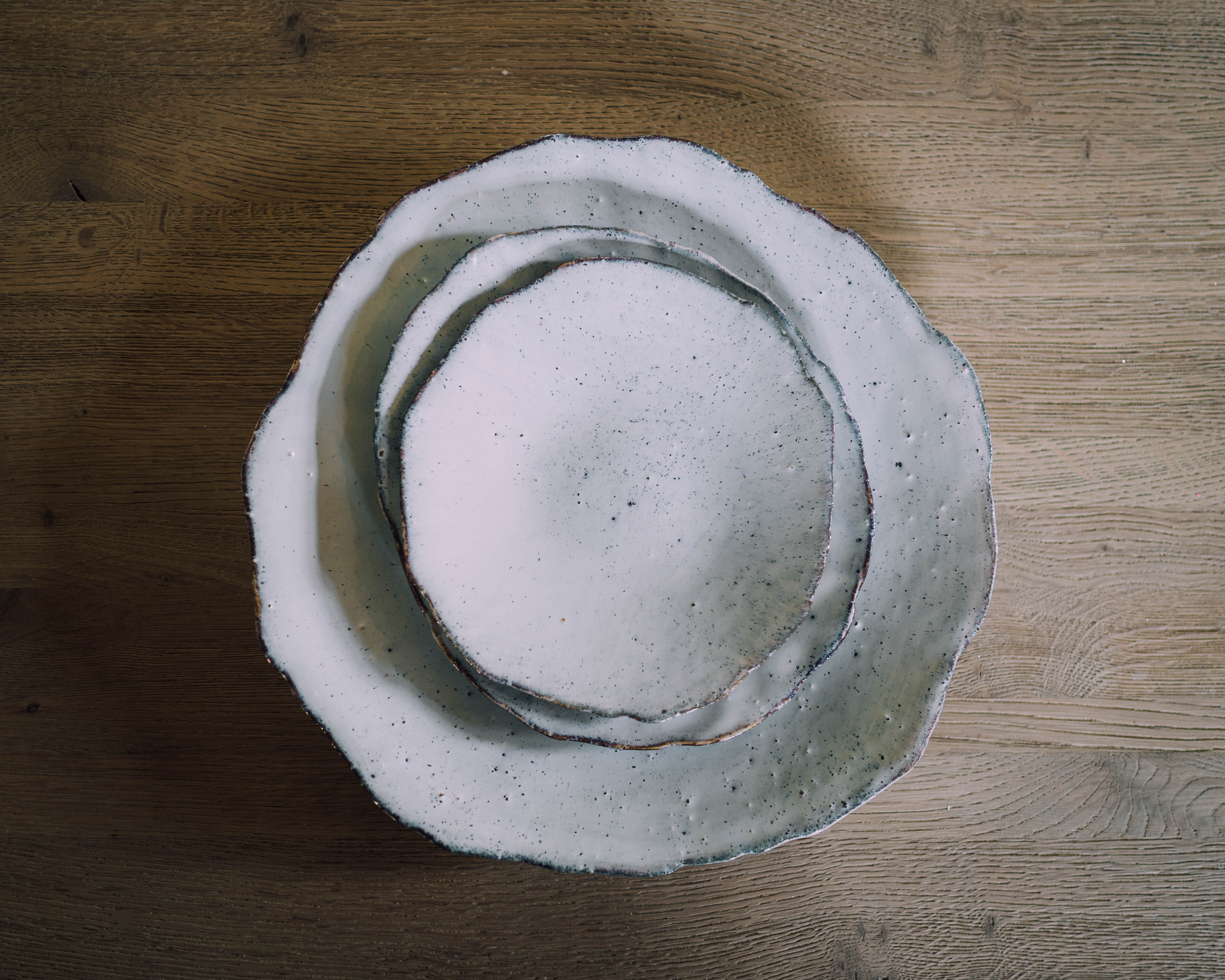 Aged White Ceramic Serving Plate 37.5cm