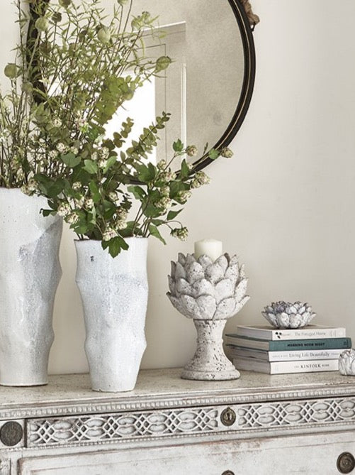 Stone Floral Candle Holder