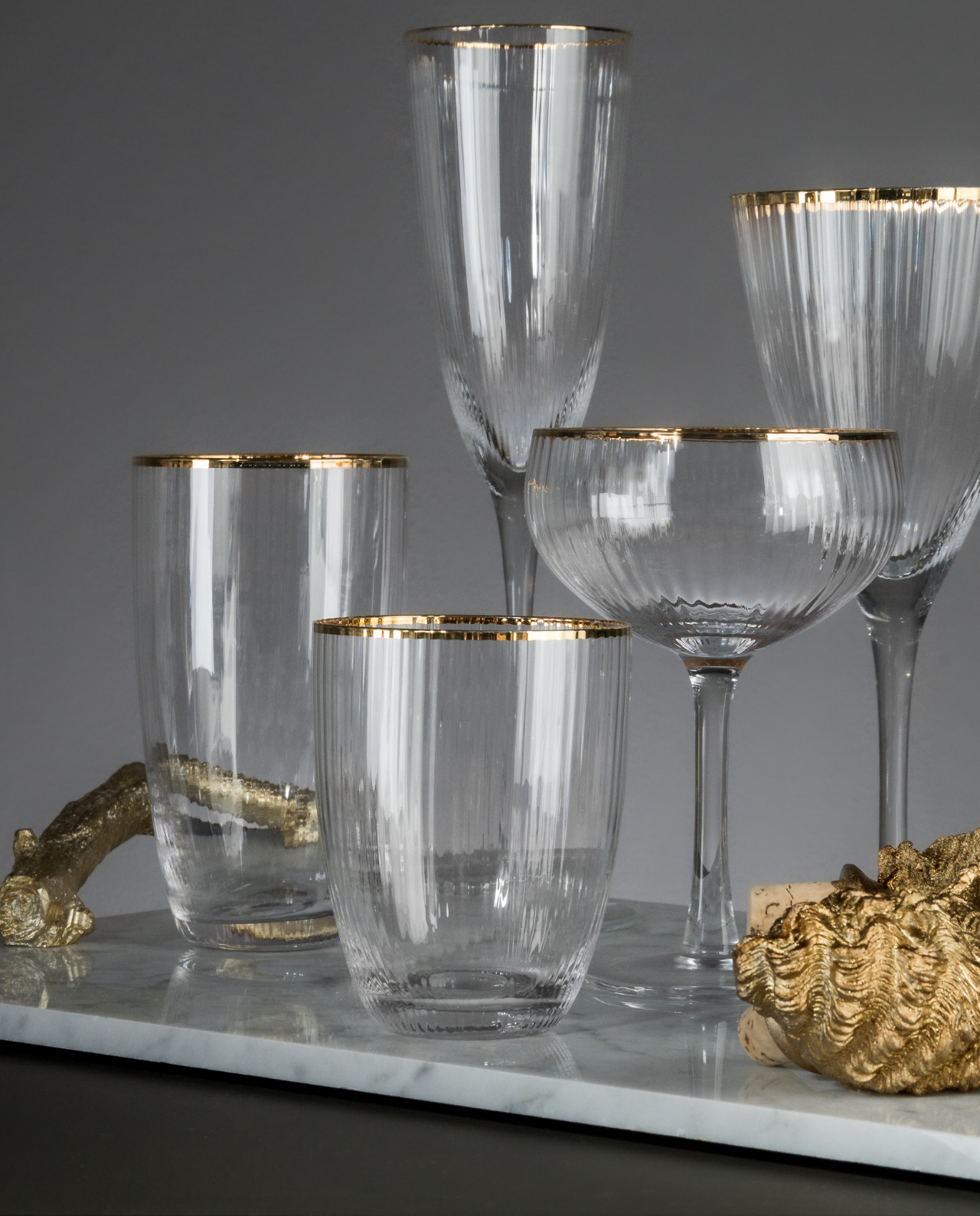 Italia Gold Rim Tumbler Glass - Carton of 4