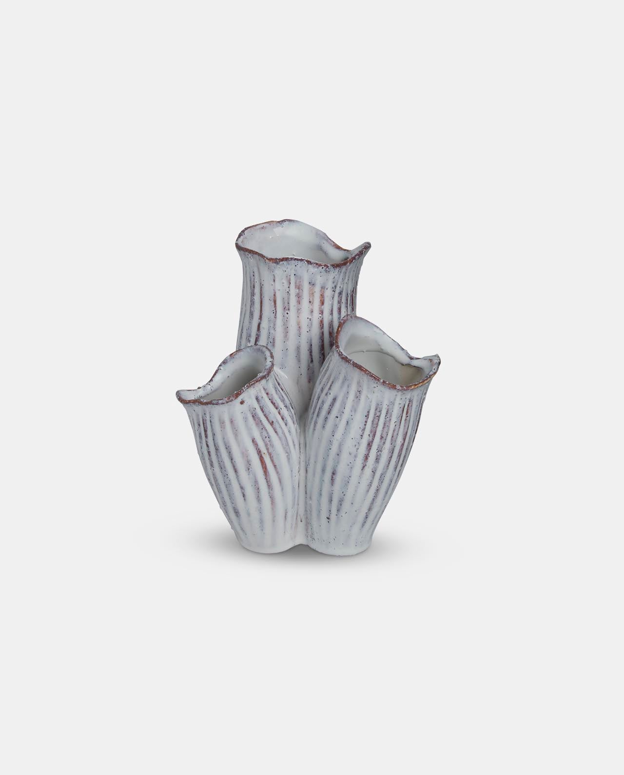 Aged White & Blue Ceramic Vase