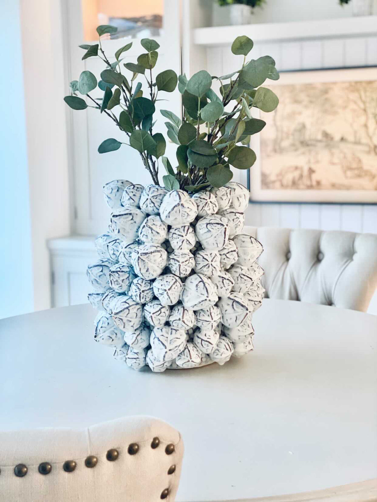 Aged White Ceramic Coral Vase Medium