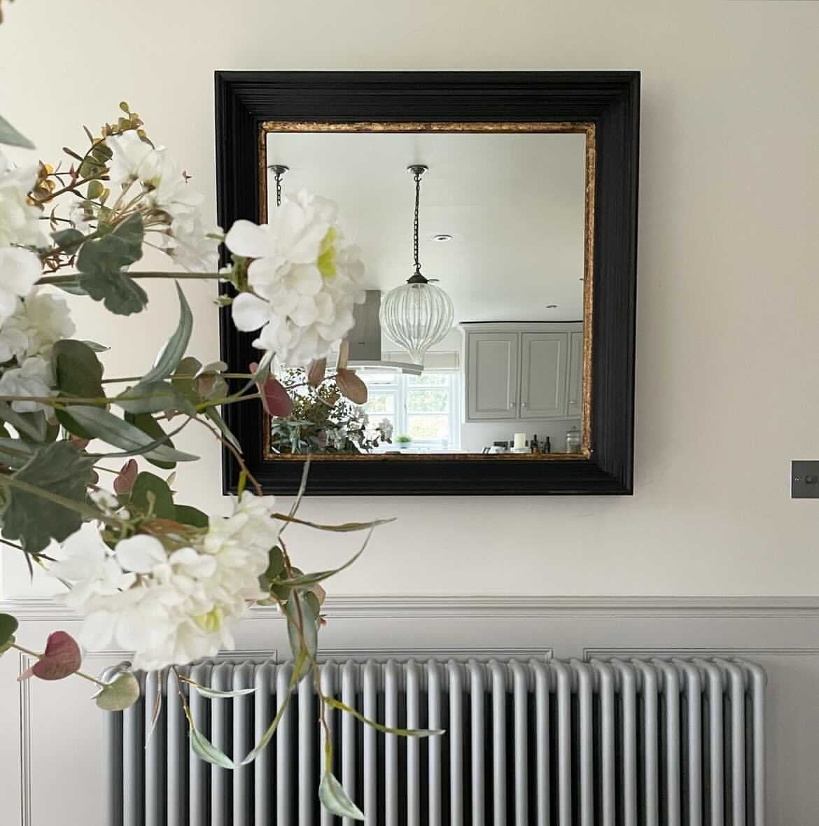 Black & Gold Flat Mirror Square